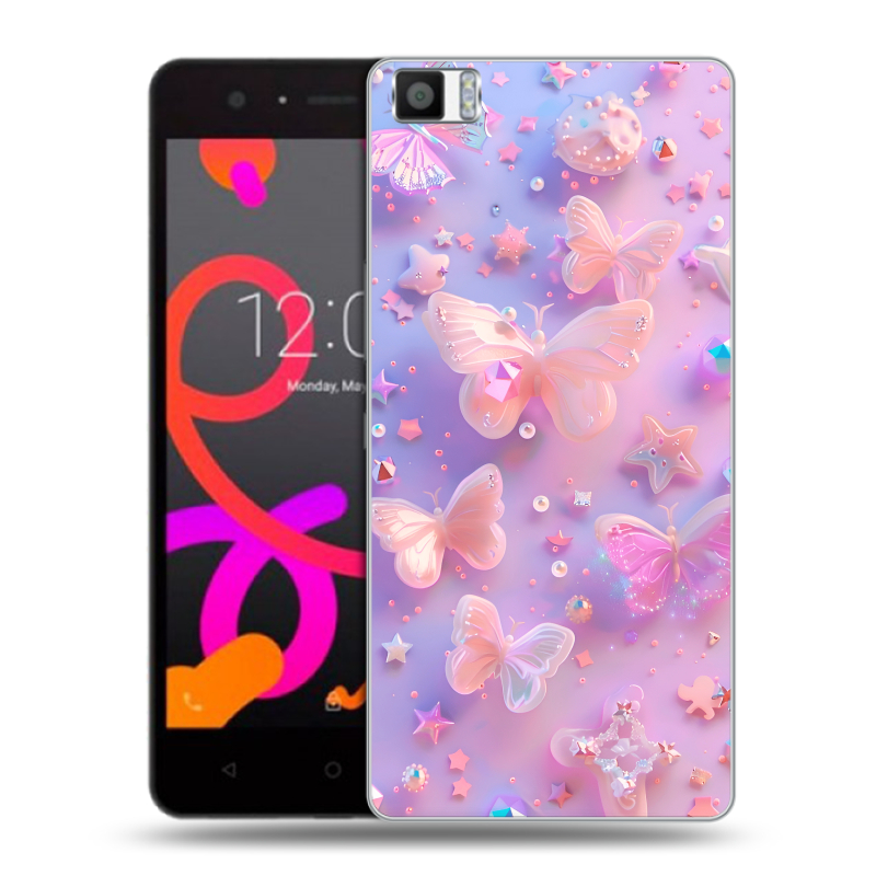 Силиконовый чехол на BQ Aquaris M5 с принтом Бабочки Силиконовый чехол на BQ Aquaris M5 с принтом Бабочки