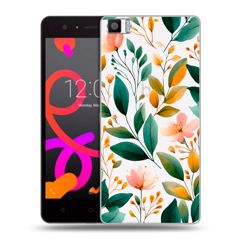 Силиконовый чехол на BQ Aquaris M5 с принтом Цветы паттерн Силиконовый чехол на BQ Aquaris M5 с принтом Цветы паттерн