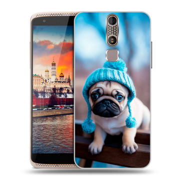 Пластиковый чехол на ZTE Axon Mini с принтом Мопс в шапке
