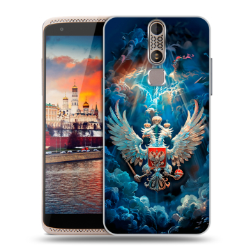 Пластиковый чехол на ZTE Axon Mini с принтом Герб флаг России