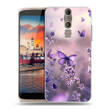 Пластиковый чехол на ZTE Axon Mini с принтом бабочки и лаванда Пластиковый чехол на ZTE Axon Mini с принтом бабочки и лаванда