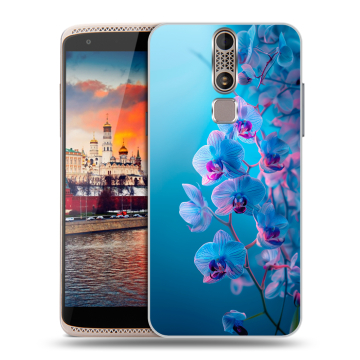 Пластиковый чехол на ZTE Axon Mini с принтом голубые орхидеи