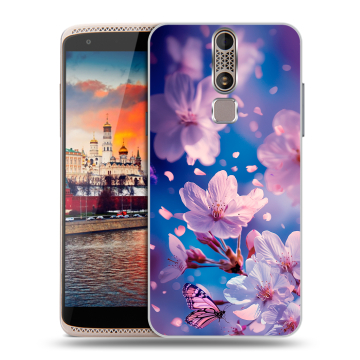 Пластиковый чехол на ZTE Axon Mini с принтом цветы бабочки