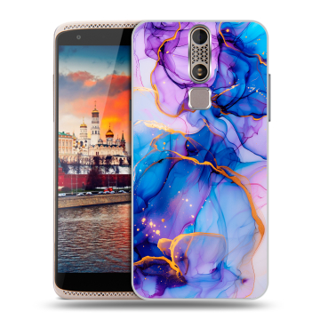 Пластиковый чехол на ZTE Axon Mini с принтом синий мрамор Пластиковый чехол на ZTE Axon Mini с принтом синий мрамор