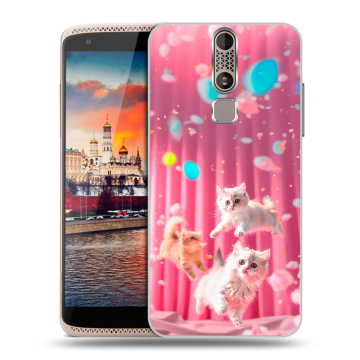 Пластиковый чехол на ZTE Axon Mini с принтом милые котики