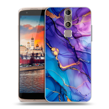 Пластиковый чехол на ZTE Axon Mini с принтом синий мрамор