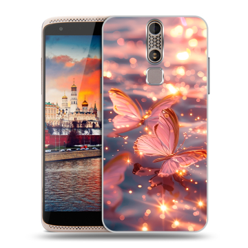 Пластиковый чехол на ZTE Axon Mini с принтом бабочки розовые Пластиковый чехол на ZTE Axon Mini с принтом бабочки розовые