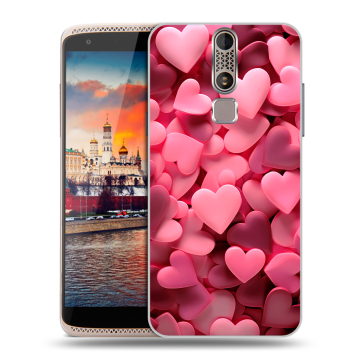 Пластиковый чехол на ZTE Axon Mini с принтом розовые сердечки
