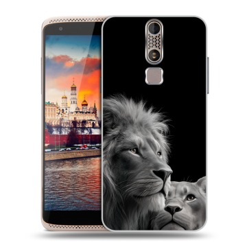 Пластиковый чехол на ZTE Axon Mini с принтом Лев кошки