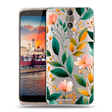 Пластиковый чехол на ZTE Axon Mini с принтом Цветы паттерн