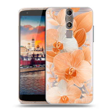 Пластиковый чехол на ZTE Axon Mini с принтом Бежевые цветы