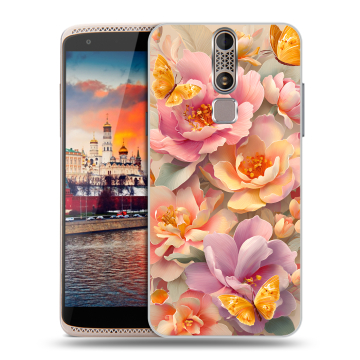 Пластиковый чехол на ZTE Axon Mini с принтом Цветы и бабочки