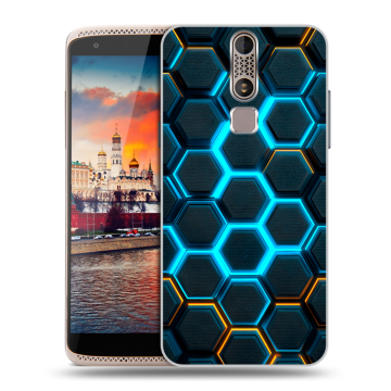 Пластиковый чехол на ZTE Axon Mini с принтом Неоновые соты