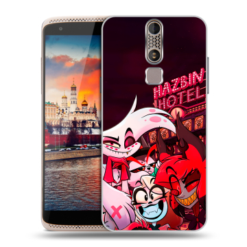 Пластиковый чехол на ZTE Axon Mini с принтом Hazbin Hotel Отель Хазбин
