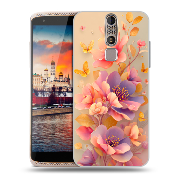 Пластиковый чехол на ZTE Axon Mini с принтом Цветы и бабочки