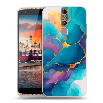 Пластиковый чехол на ZTE Axon Mini с принтом Мрамор блестки
