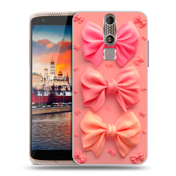 Пластиковый чехол на ZTE Axon Mini с принтом Розовые бантики