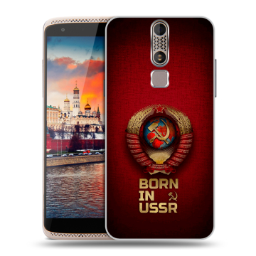 Пластиковый чехол на ZTE Axon Mini с принтом Флаг Герб СССР