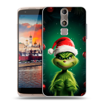 Пластиковый чехол на ZTE Axon Mini с принтом Гринч Новый год Рождество