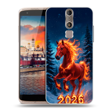Пластиковый чехол на ZTE Axon Mini с принтом Новый год коня