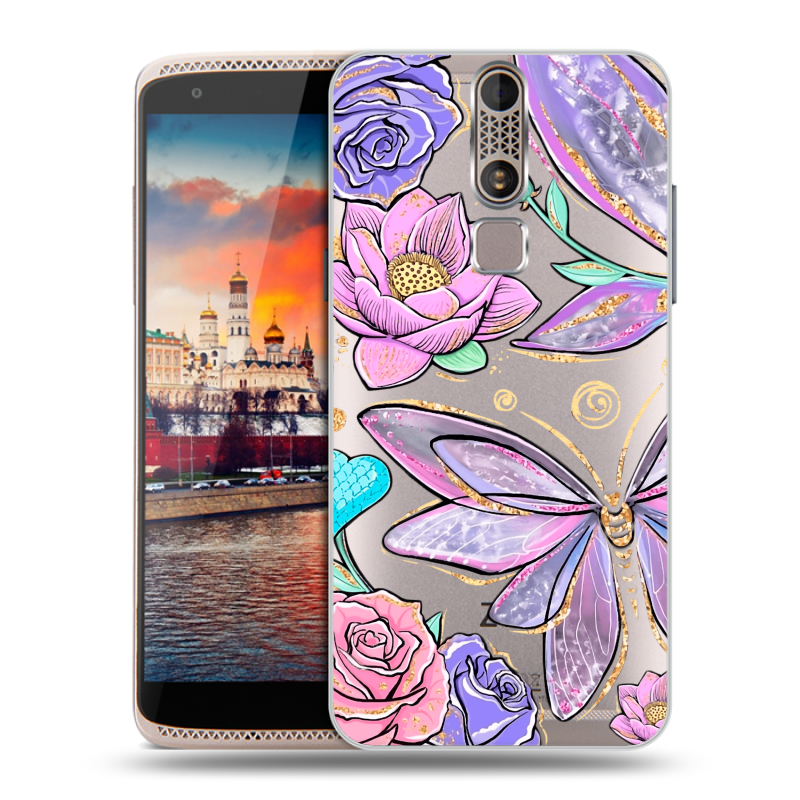 Пластиковый чехол на ZTE Axon Mini с принтом Бабочки и цветы Пластиковый чехол на ZTE Axon Mini с принтом Бабочки и цветы