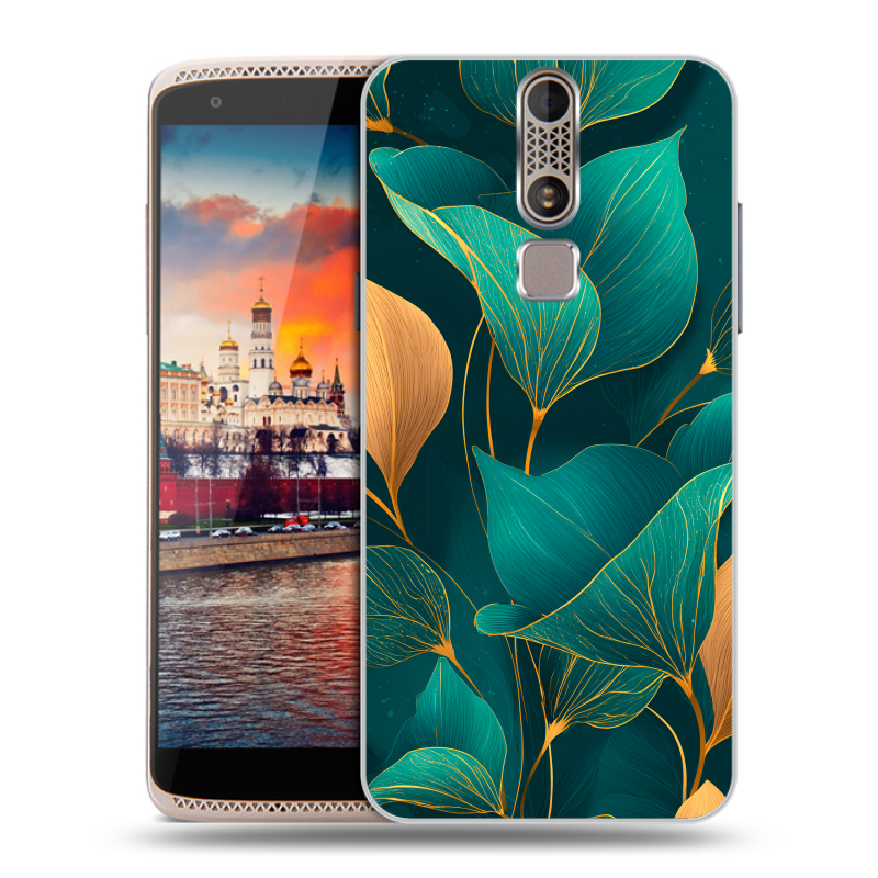 Пластиковый чехол на ZTE Axon Mini с принтом Листья и золото Пластиковый чехол на ZTE Axon Mini с принтом Листья и золото