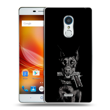 Силиконовый чехол на ZTE Blade X9 с принтом Доберман и пистолет Силиконовый чехол на ZTE Blade X9 с принтом Доберман и пистолет