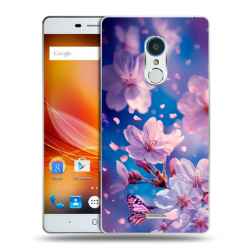 Силиконовый чехол на ZTE Blade X9 с принтом цветы бабочки Силиконовый чехол на ZTE Blade X9 с принтом цветы бабочки