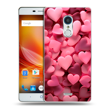 Силиконовый чехол на ZTE Blade X9 с принтом розовые сердечки Силиконовый чехол на ZTE Blade X9 с принтом розовые сердечки