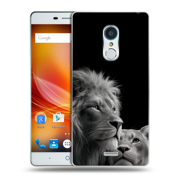 Силиконовый чехол на ZTE Blade X9 с принтом Лев кошки