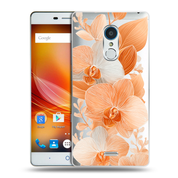Силиконовый чехол на ZTE Blade X9 с принтом Бежевые цветы