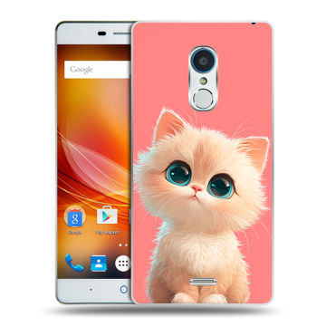 Силиконовый чехол на ZTE Blade X9 с принтом Розовый котенок