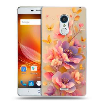 Силиконовый чехол на ZTE Blade X9 с принтом Цветы и бабочки