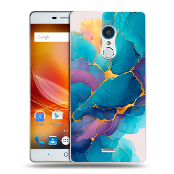Силиконовый чехол на ZTE Blade X9 с принтом Мрамор блестки