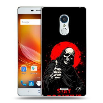 Силиконовый чехол на ZTE Blade X9 с принтом смешной скелет
