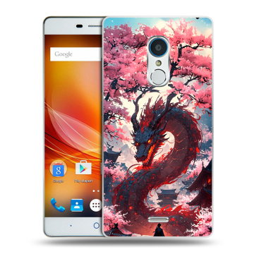Силиконовый чехол на ZTE Blade X9 с принтом Дракон Японский Силиконовый чехол на ZTE Blade X9 с принтом Дракон Японский