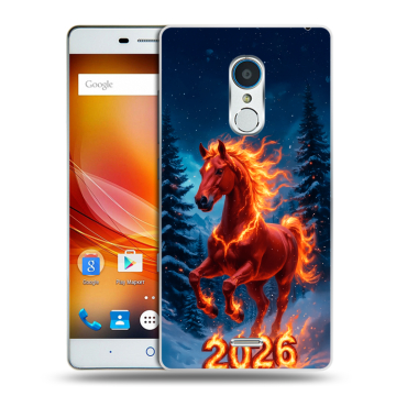 Силиконовый чехол на ZTE Blade X9 с принтом Новый год коня