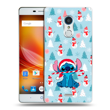 Силиконовый чехол на ZTE Blade X9 с принтом Стич Новый год
