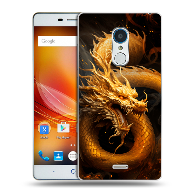 Силиконовый чехол на ZTE Blade X9 с принтом Золотой дракон Силиконовый чехол на ZTE Blade X9 с принтом Золотой дракон
