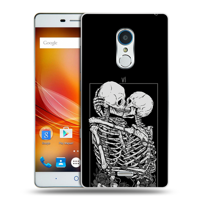 Пластиковый чехол на ZTE Blade X9 с принтом Поцелуй скелетов Пластиковый чехол на ZTE Blade X9 с принтом Поцелуй скелетов