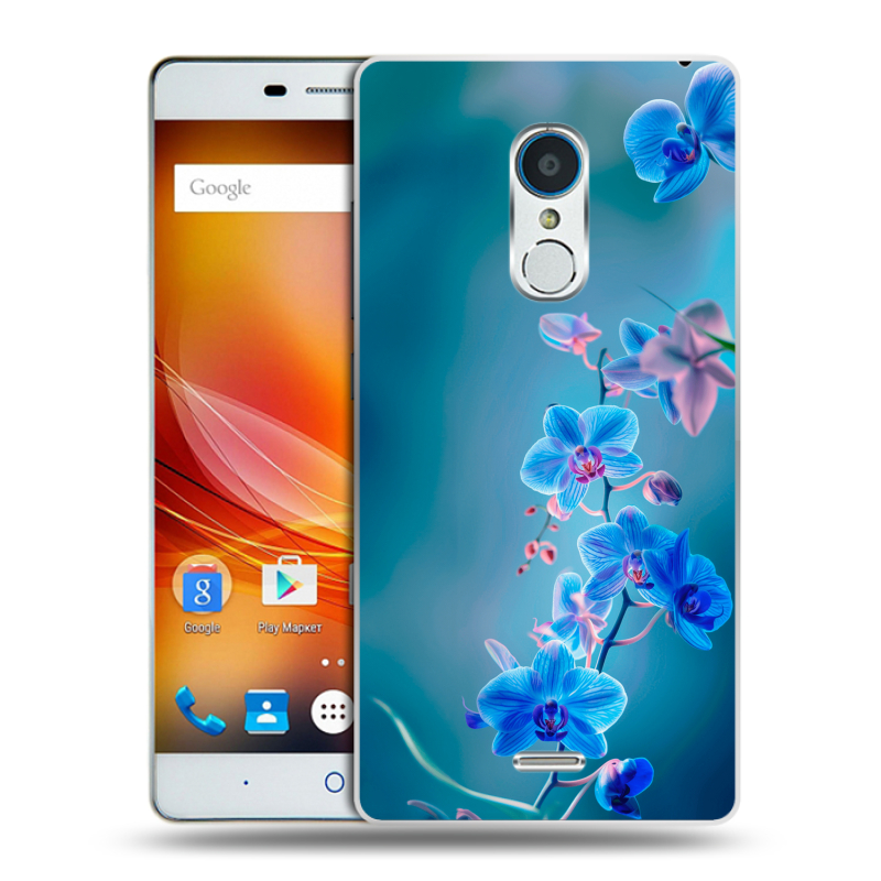 Силиконовый чехол на ZTE Blade X9 с принтом Голубые цветы Силиконовый чехол на ZTE Blade X9 с принтом Голубые цветы
