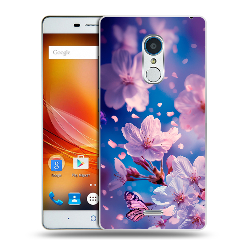 Пластиковый чехол на ZTE Blade X9 с принтом цветы бабочки Пластиковый чехол на ZTE Blade X9 с принтом цветы бабочки