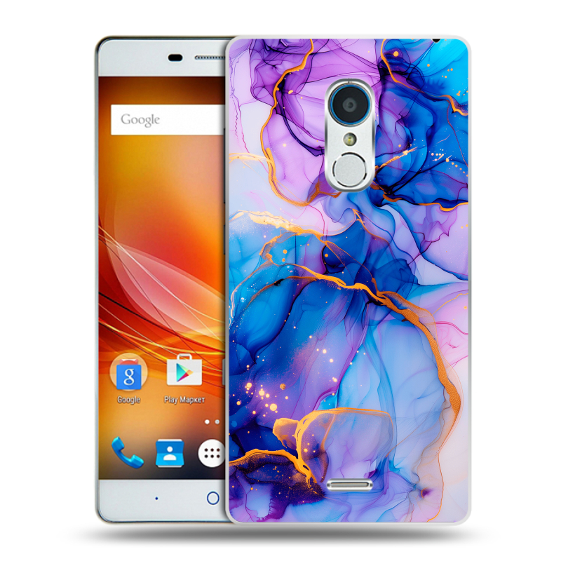 Силиконовый чехол на ZTE Blade X9 с принтом синий мрамор Силиконовый чехол на ZTE Blade X9 с принтом синий мрамор