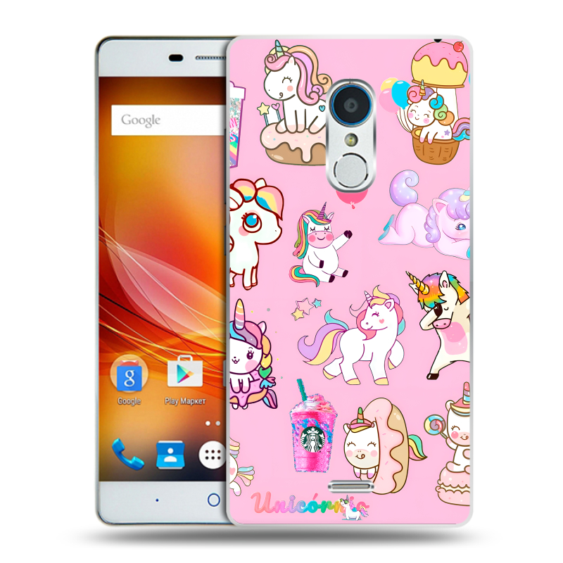 Силиконовый чехол на ZTE Blade X9 с принтом розовые единороги Силиконовый чехол на ZTE Blade X9 с принтом розовые единороги