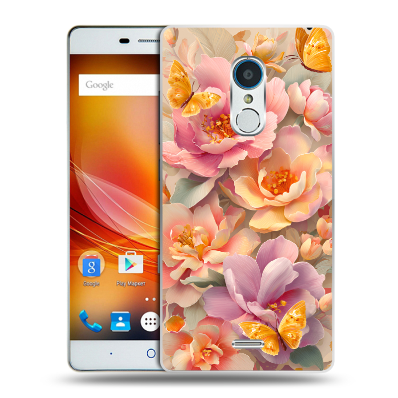 Силиконовый чехол на ZTE Blade X9 с принтом Цветы и бабочки Силиконовый чехол на ZTE Blade X9 с принтом Цветы и бабочки