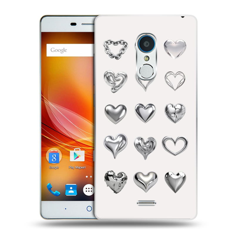 Силиконовый чехол на ZTE Blade X9 с принтом Y2K сердечки Силиконовый чехол на ZTE Blade X9 с принтом Y2K сердечки