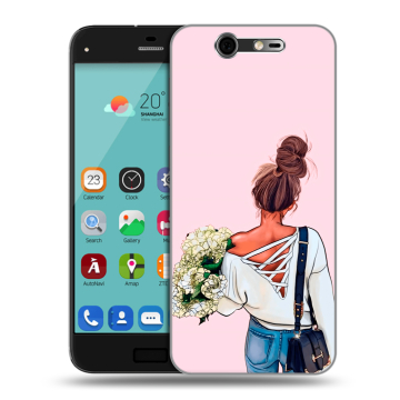 Силиконовый чехол на ZTE Blade S7 с принтом Девушка и букет Силиконовый чехол на ZTE Blade S7 с принтом Девушка и букет