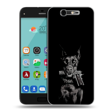 Силиконовый чехол на ZTE Blade S7 с принтом Доберман и пистолет Силиконовый чехол на ZTE Blade S7 с принтом Доберман и пистолет
