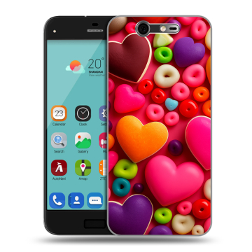 Силиконовый чехол на ZTE Blade S7 с принтом Сердечки