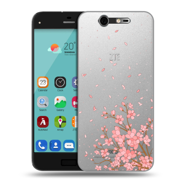 Силиконовый чехол на ZTE Blade S7 с принтом Ветка сакуры Силиконовый чехол на ZTE Blade S7 с принтом Ветка сакуры